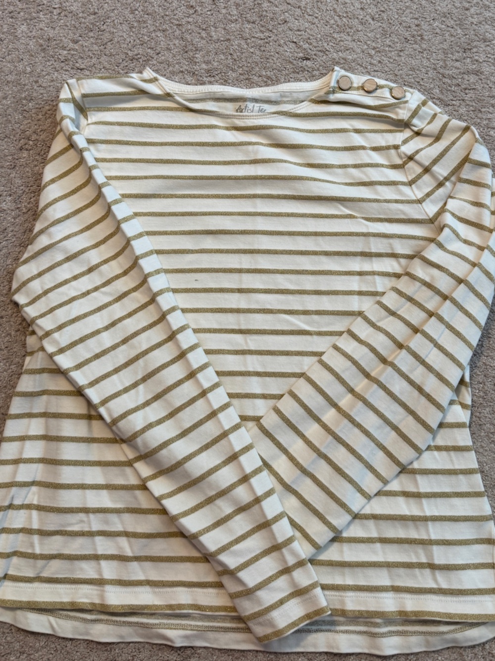 J. Crew Factory White and Gold Long-Sleeve Tee